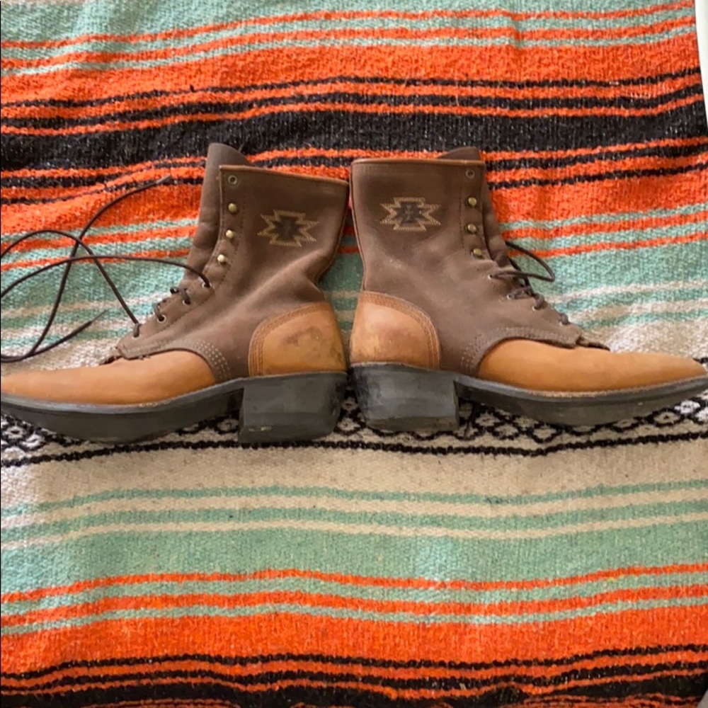 Vintage lace up western boots